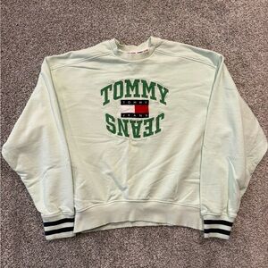 Tommy Jeans Sweatshirt Mens Medium Arched Logo‎ Crew Sweat in Minty